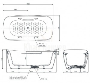 Bản Vẽ Bồn Tắm TOTO PJY1734PWEN#MW/TVBF412 Đá Cẩm Thạch
