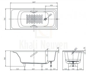 Bản Vẽ Bồn Tắm TOTO PPY1780PE/TVBF411 Ngọc Trai
