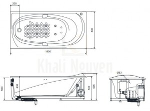 Bản Vẽ Bồn Tắm Massage TOTO PPYB1710RHPE#S/DB501R2B Ngọc Trai