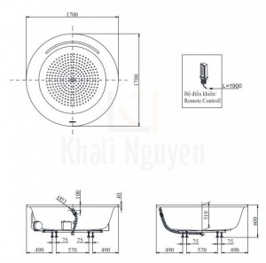 Bản Vẽ Bồn Tắm Massage TOTO PPYB1720HPTE/NTP003E Ngọc Trai