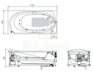 Bản Vẽ Bồn Tắm TOTO PPYK1710ZLHPE#S/DB501R-2B Ngọc Trai Có Tay Vịn
