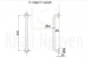 Thanh Tay Vịn Nhà Tắm TOTO T113B6/T110D3R(x2) Chữ L