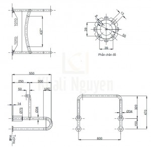 Bản Vẽ Thanh Tay Vịn Nhà Tắm TOTO T114CU22#ML/AT110D3R(x4)