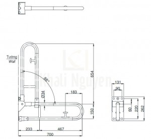 Bản Vẽ Thanh Tay Vịn Nhà Tắm TOTO T114HK7RMLAT110D17S