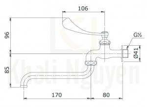 Bản Vẽ Vòi Lạnh TOTO T30ARQ13N Gắn Tường