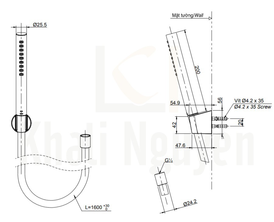 Bản Vẽ Sen Tắm TOTO TBG01302V/TBW02017A Nóng Lạnh