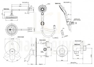 Bản Vẽ Sen Tắm TOTO TBG01304B/TBW01004A/TBW01010A Âm Tường