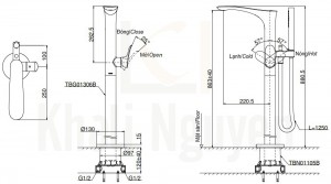 Bản Vẽ Vòi Sen Xả Bồn Tắm TOTO TBG01306B/TBN01105B