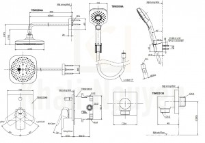 Bản Vẽ Sen Tắm TOTO TBG02304B/TBW02004A/TBW02006A Âm Tường