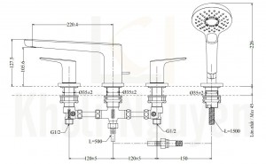 Bản Vẽ Vòi Xả Bồn Tắm TOTO TBG03202B 4 Lỗ