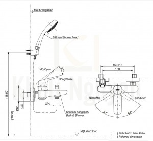 Bản Vẽ Sen Tắm TOTO TBG03302V/TBW03002B Nóng Lạnh