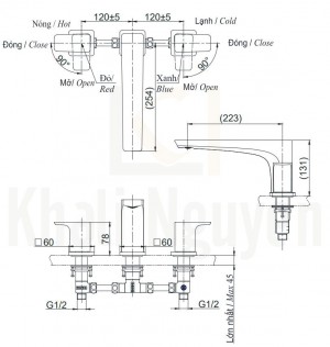 Bản Vẽ Vòi Xả Bồn Tắm TOTO TBG07201B 3 Lỗ