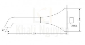 Bản Vẽ Vòi Xả Bồn TOTO TBG08001B Âm Tường