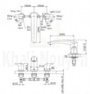 Bản Vẽ Vòi Xả Bồn Tắm TOTO TBG09201B 3 Lỗ