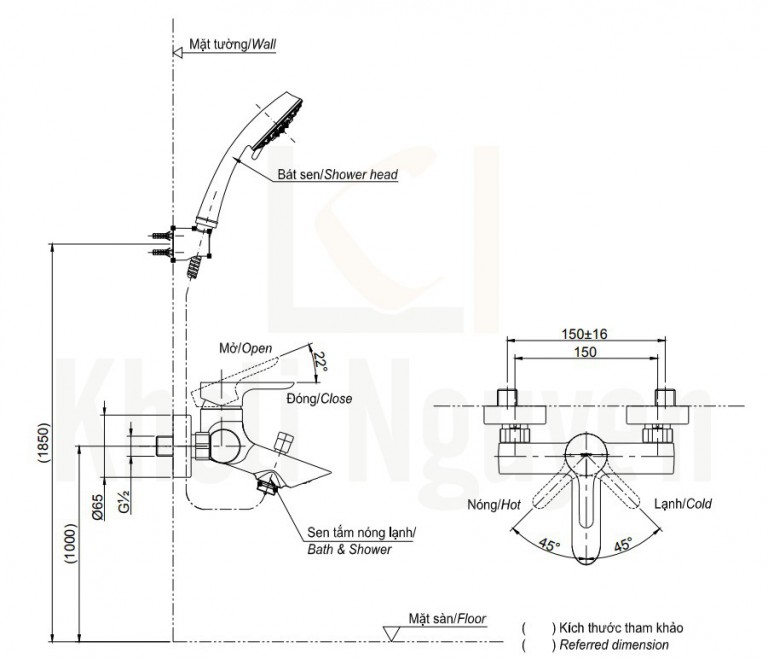 Bản Vẽ Sen Tắm TOTO TBG10302V/DGH104ZR Nóng Lạnh