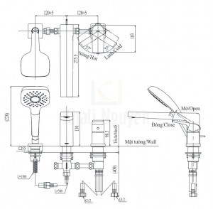 Bản Vẽ Vòi Xả Bồn Tắm TOTO TBG10305A Gật Gù 3 Lỗ