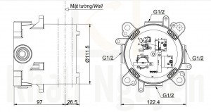 Bản Vẽ Phụ Kiện TOTO TBN01001B Sen Tắm Âm Tường 3 Đường Nước