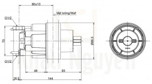 Bản Vẽ Van Chuyển Hướng TOTO TBN01102B 2 Đường Nước
