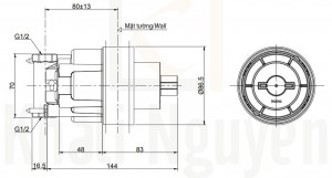 Bản Vẽ Van Chuyển Hướng TOTO TBN01104B Danh Cho Van Dừng
