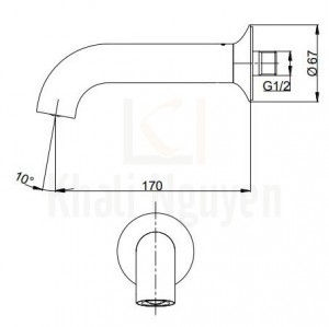 Bản Vẽ Vòi Xả Bồn TOTO TBS02001B Gắn Tường