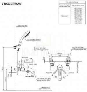 Bản Vẽ Sen Tắm TOTO TBS02302V/DGH108ZR Tay Sen 5 Chế Độ