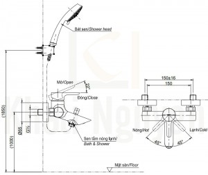 Bản Vẽ Sen Tắm TOTO TBS03302V/DGH108ZR Tay Sen 5 Chế Độ