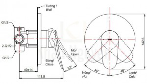 Bản Vẽ Van Điều Chỉnh Nóng Lạnh TOTO TBS04303B
