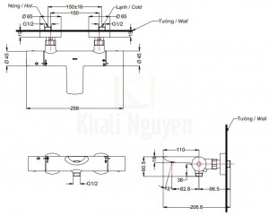 Bản Vẽ Van Điều Chỉnh Nhiệt Độ TOTO TBV01402B