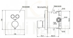 Bản Vẽ Van Điều Chỉnh Nhiệt Độ TOTO TBV02406B/TBN01001B Nút Nhấn