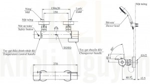 Bản Vẽ Sen Tắm Nhiệt Độ Nhật TOTO TBV03431V/TBW02006A