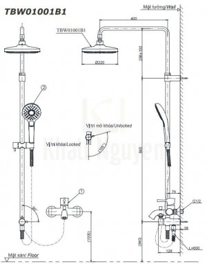 Bản Vẽ Thân Sen Cây TOTO TBW01001B/TBW01001B1/TBW01001BA