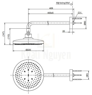 Bản vẽ  Bát sen gắn tường TOTO TBW01003A