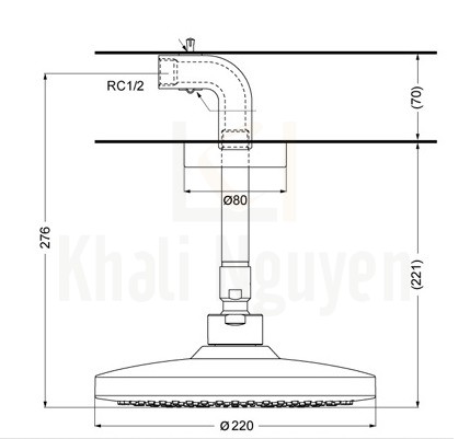 Bản Vẽ Bát Sen TOTO TBW01003B1 Gắn Trần