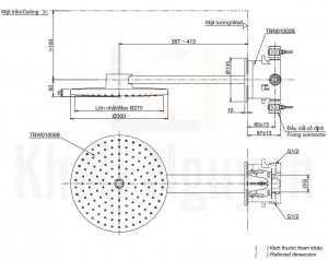 Bản Vẽ Bát sen gắn tường TOTO TBW01005B/TBN01002B