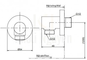 Bản Vẽ Cút Nối Tường TOTO TBW01014B
