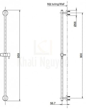 Bản Vẽ Thanh Trượt Sen Tắm TOTO TBW01015B