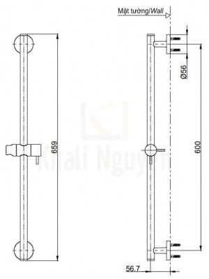 Bản Vẽ Thanh Trượt Sen Tắm TOTO TBW01016B