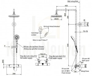 Bản Vẽ Sen Cây TOTO TBW01404B Nhiệt Độ Massage