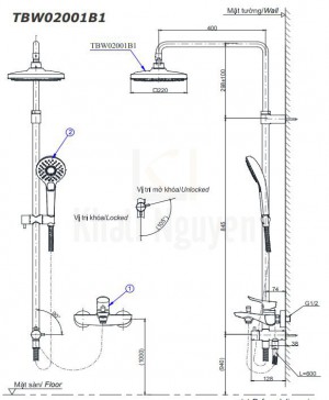 Bản Vẽ Thân Sen Cây TOTO TBW02001B/TBW02001B1/TBW02001BA