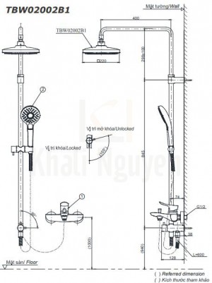 Bản Vẽ Sen Cây TOTO TBW02002B Nóng Lạnh