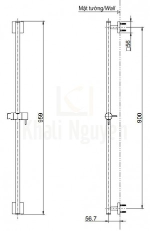 Bản Vẽ Thanh Trượt Sen Tắm TOTO TBW02011B