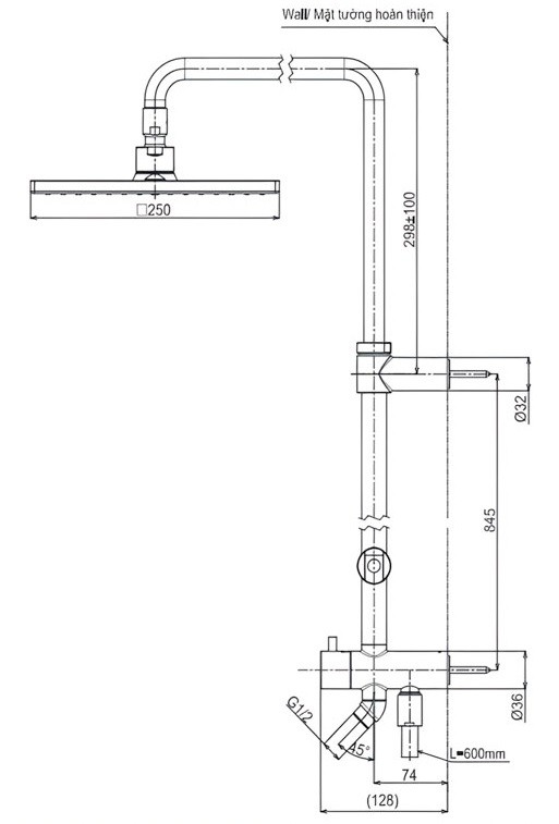 Bản vẽ thân sen tắm TOTO TBW08006A#MBL