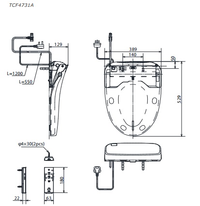 Bản Vẽ Nắp Rửa Điện Tử Washlet TOTO TCF4732A (W5)
