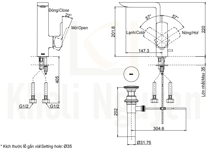 Bản Vẽ Vòi Lavabo TOTO TLG02309B Nóng Lạnh Cổ Cao