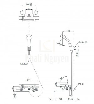 Bản Vẽ Sen Tắm Nhiệt Độ Nhật TOTO TMGG40QE Xả Bồn