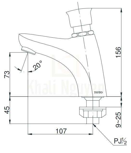 Bản Vẽ Vòi Bán Tự Động Lavabo TOTO TS100N