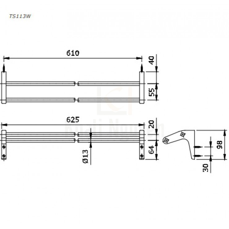 Bản Vẽ Thanh Treo Khăn TOTO TS113W