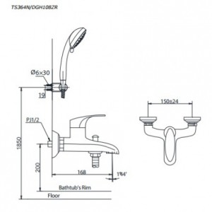 Bản Vẽ Sen Tắm TOTO TS364N/DGH108ZR Nóng Lạnh 
