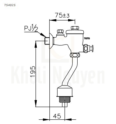 Bản Vẽ Van Xả Nhấn Bồn Tiểu Nam TOTO TS402S