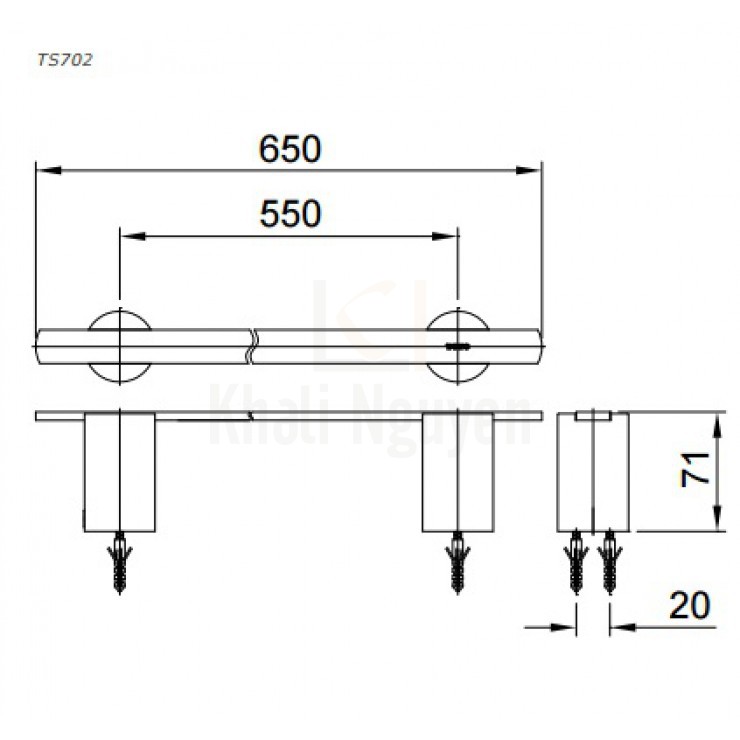 Bản Vẽ Thanh Treo Khăn TOTO TS702